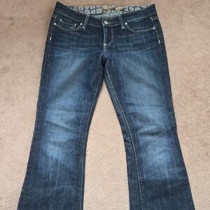 PAIGE Blue Boot Cut Jeans with Classic Fading